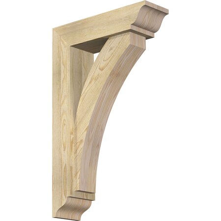 Ekena Millwork Thorton Traditional Rough Sawn Bracket w/ Offset Brace, Douglas Fir, 6"W x 20"D x 32"H BKT0604X20X32THR01RDF